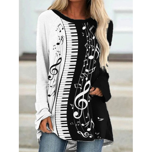 Piano Keys Music Notes Contrast A Line T Shirt