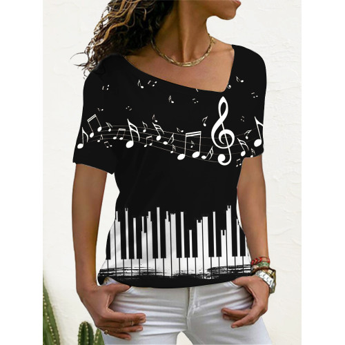 Piano Music Notes Art Short Sleeve T Shirt