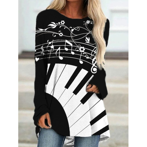 Piano Music Notes Contrast A Line T Shirt