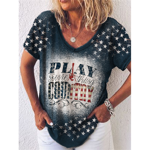 Play Something Country Flag Inspired Bleached T Shirt