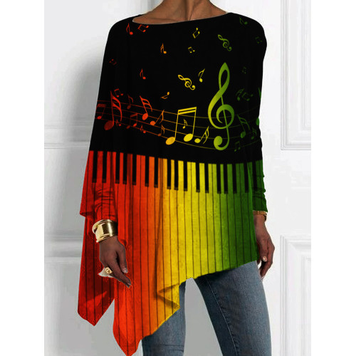 Rasta Gradient Piano Keys & Notes Contrast T Shirt