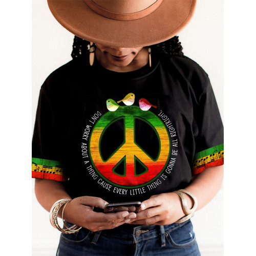 Reggae Lover Three Little Birds Rasta Hippie Graphic T Shirt