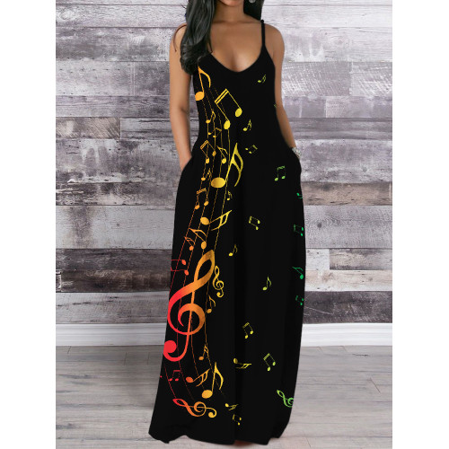 Reggae Rasta Gradient Music Notes Inspired Maxi Dress
