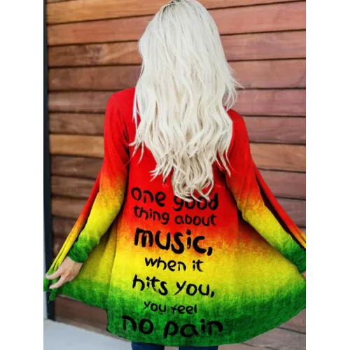 Reggae Style One Good Thing About Music Long Sleeve Cardigan
