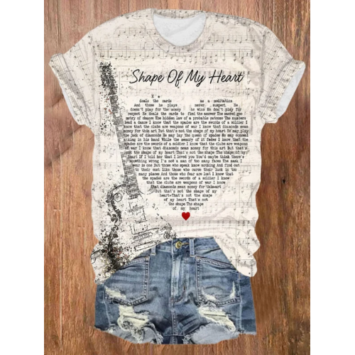 Retro Tour Shape of My Heart Watercolor Painting Print T-Shirt
