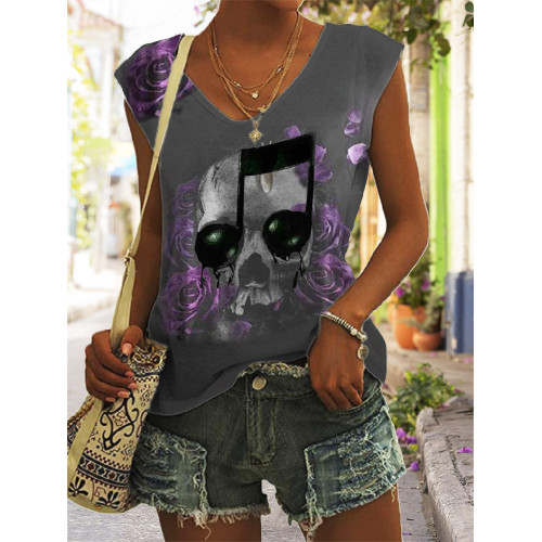 Skull Music Purple Rose Dark Wind Tank Top