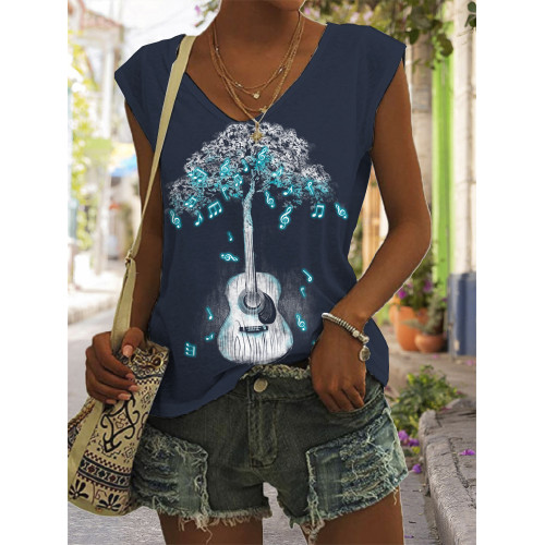 Sound Of Nature Guitar Art V Neck Tank Top