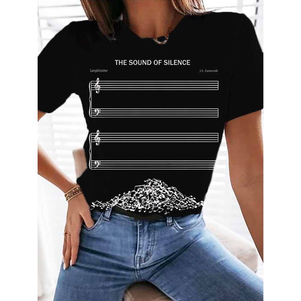 The Sound Of Silence Art Music Round Neck T Shirt