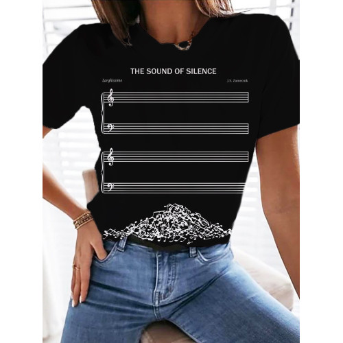 The Sound Of Silence Art Music Round Neck T Shirt