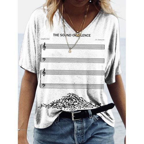 The Sound Of Silence Art Music V Neck T Shirt