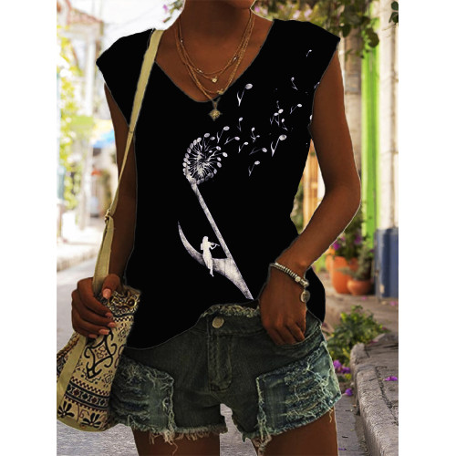 The Woman Who Pulls the Levy Music Poster V-Neck Tank Top