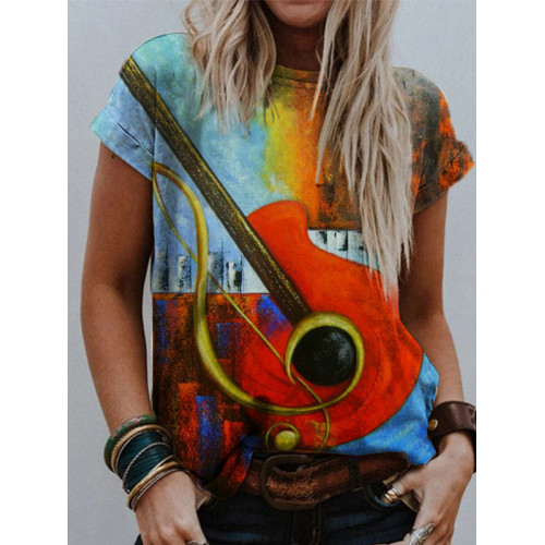 Treble Clef Guitar & Piano Inspired Art T Shirt