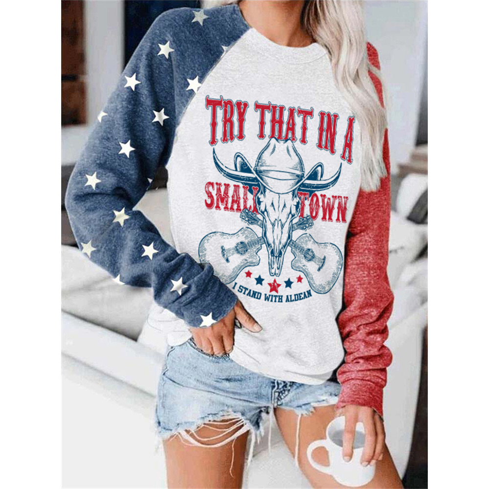 Try That in A Small Town Bull Skull Flag Inspired Sweatshirt