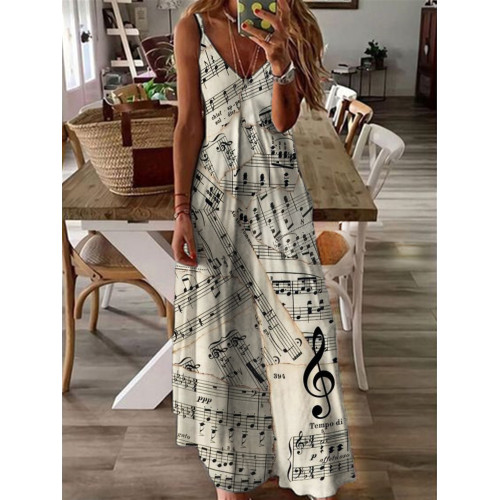Vintage Faded Sheet Music Treble Clef Cami Maxi Dress