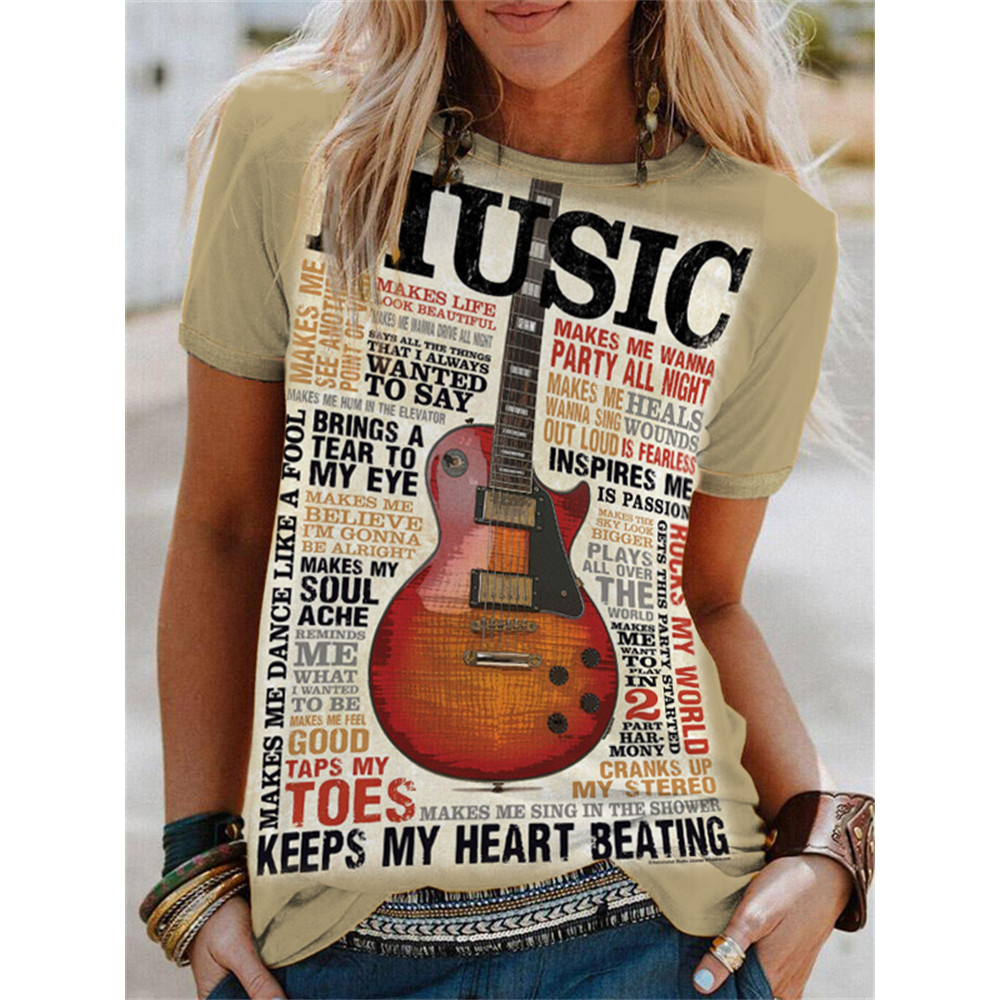 Vintage Music Poster Inspired Crew Neck T Shirt