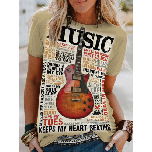 Vintage Music Poster Inspired Crew Neck T Shirt