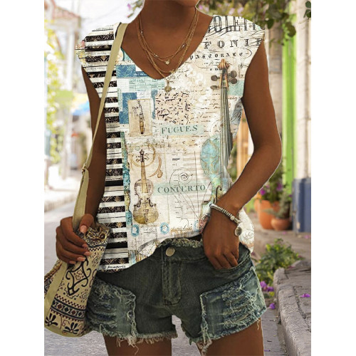 Vintage Music Poster Inspired V Neck Tank Top