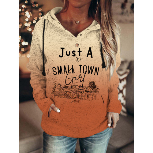 Vintage Western Just A Small Town Girl Gradient Hoodie