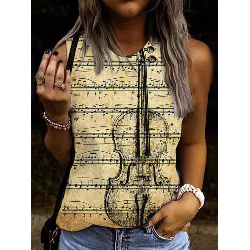 Violin And Musical Note Art Tank Top