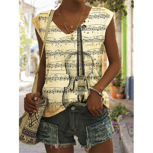 Violin Sheet Music V Neck Tank Top