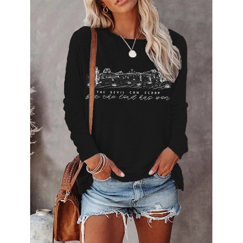 Western Desert Landscape Graphic Long Sleeve T Shirt