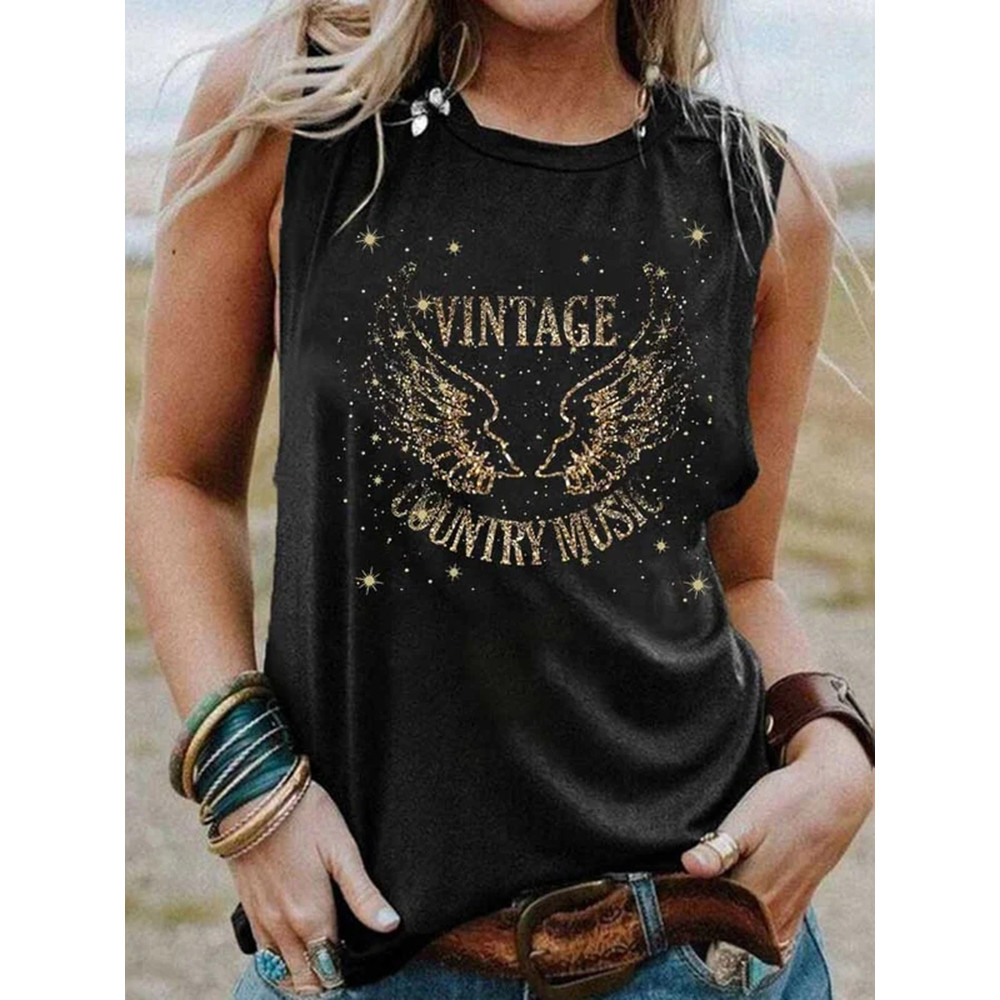 Western Vintage Print Tank Top