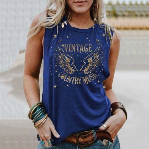 Western Vintage Print Tank Top