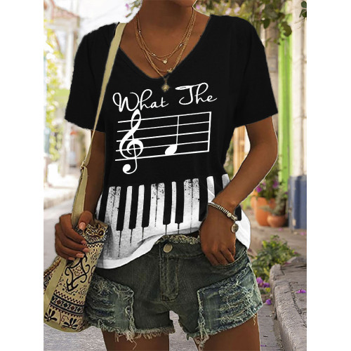 What The F Music Notes Piano Contrast T Shirt