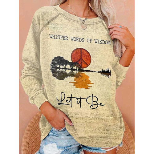 Whisper Words of Wisdom Let It Be Letter Print Long Sleeve Sweatshirt