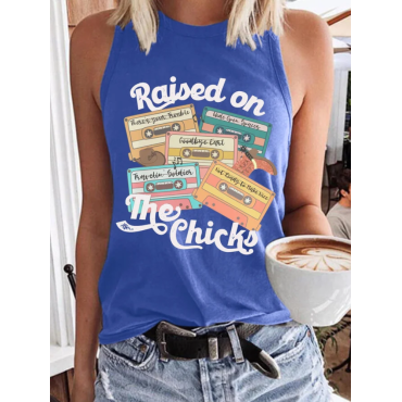 Women's 90s Country Music Dolly Text Letters Casual Crew Neck Tank Top