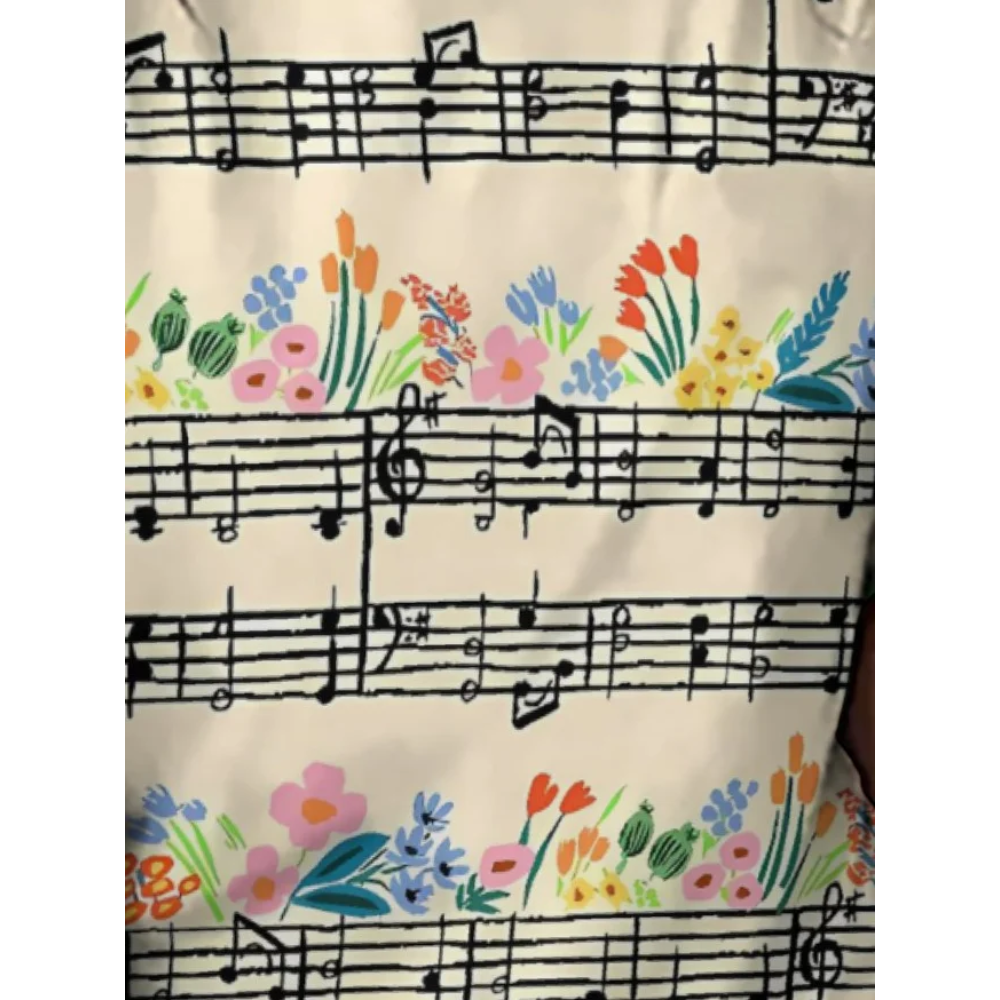 Women's Cute Floral Music Loose Simple T-Shirt