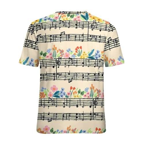 Women's Cute Floral Music Loose Simple T-Shirt
