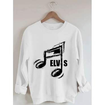 Women's Musical Note King Of Rock Roll Print Casual Sweatshirt