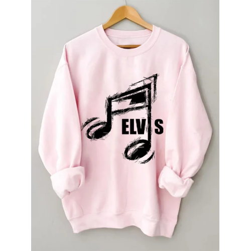 Women's Musical Note King Of Rock Roll Print Casual Sweatshirt