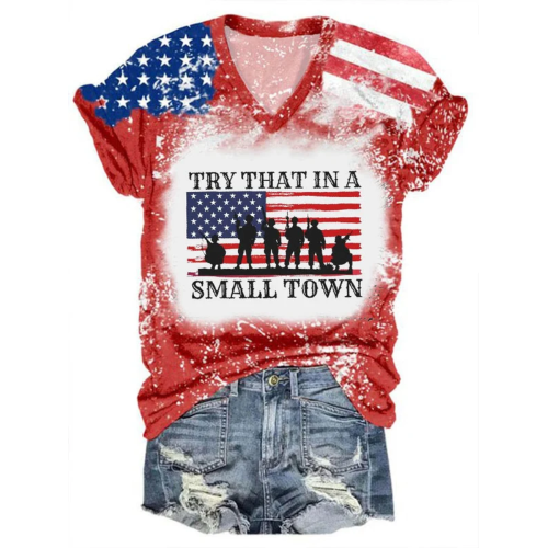 Women's Try That In A Small Town Print V-Neck T-Shirt