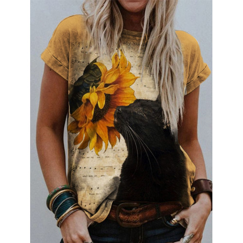 You Are My Sunshine Sheet Music Black Cat & Sunflower T Shirt