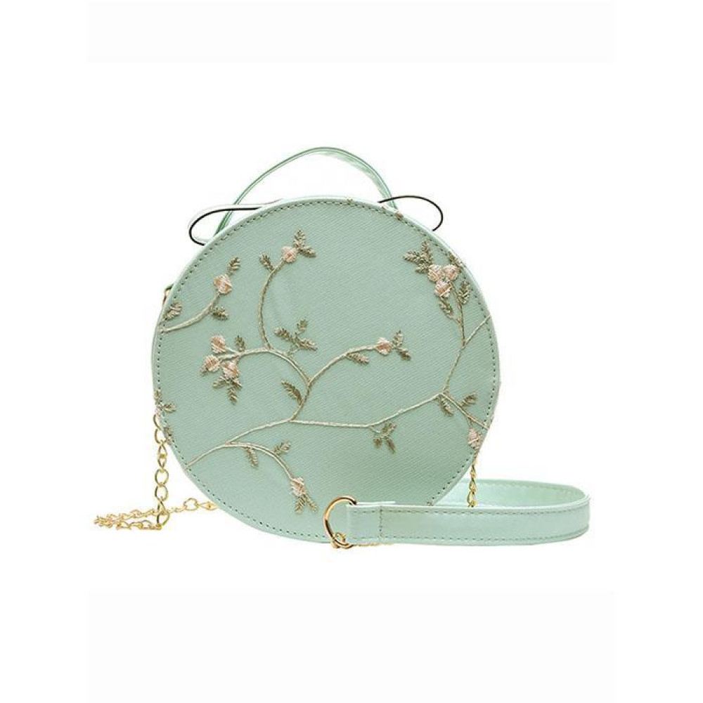 Embroidered Round Shoulder Bag