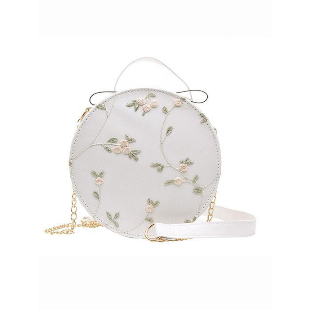 Embroidered Round Shoulder Bag