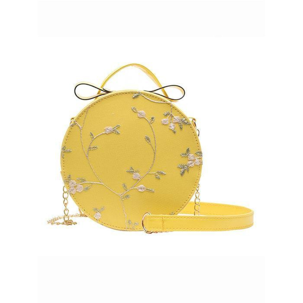 Embroidered Round Shoulder Bag