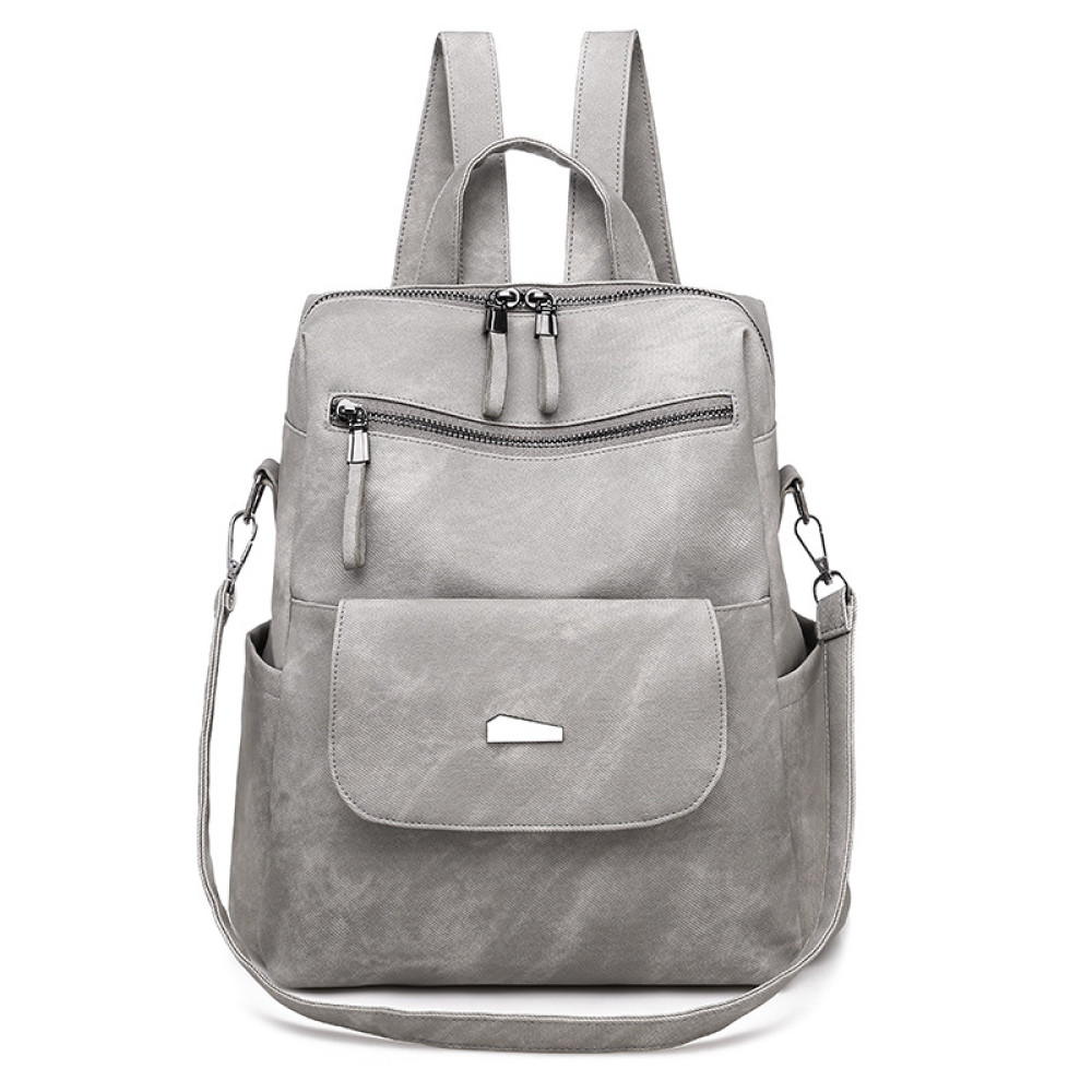 Fashion Casual Solid Color Zipper Backpack