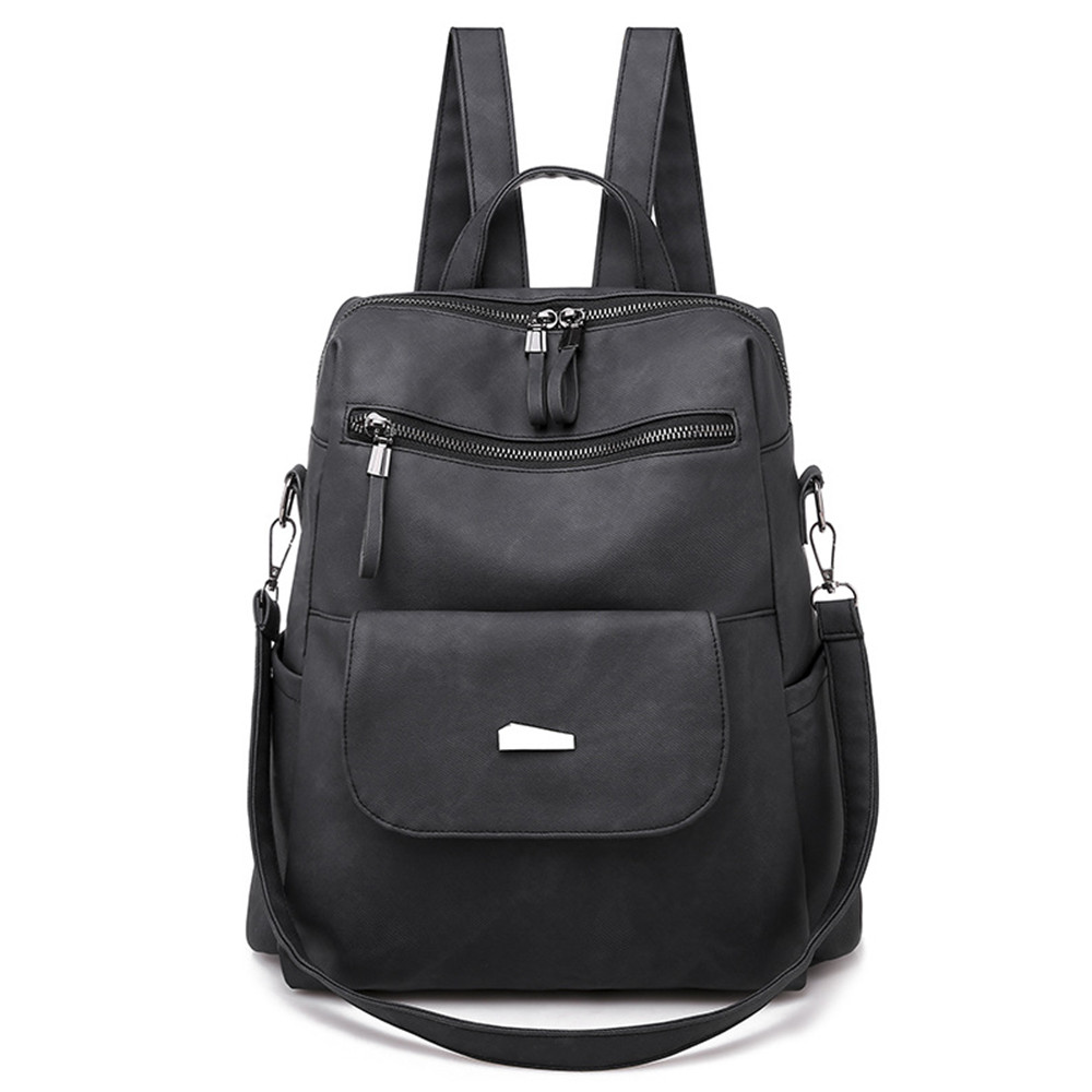 Fashion Casual Solid Color Zipper Backpack