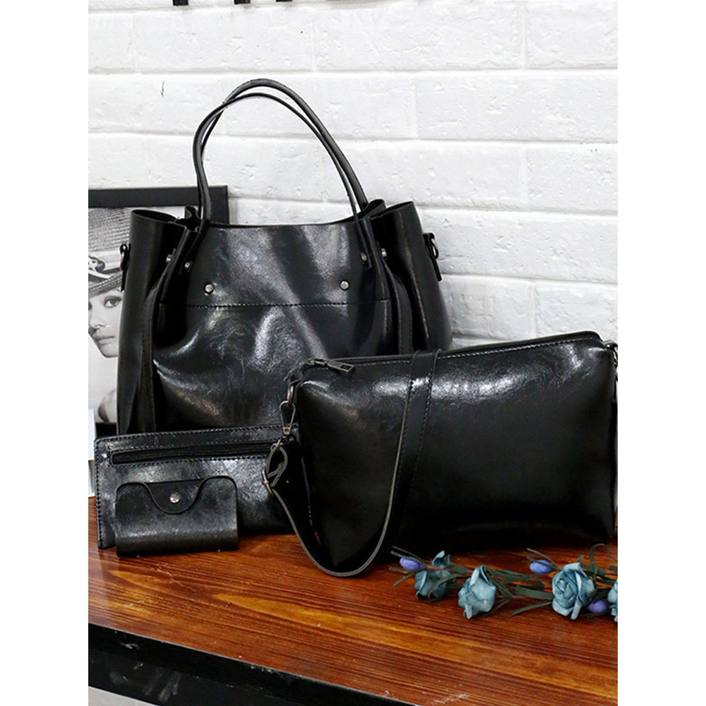 Fashion Solid Color Four Piece Bag