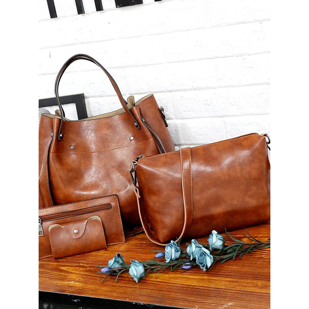 Fashion Solid Color Four Piece Bag
