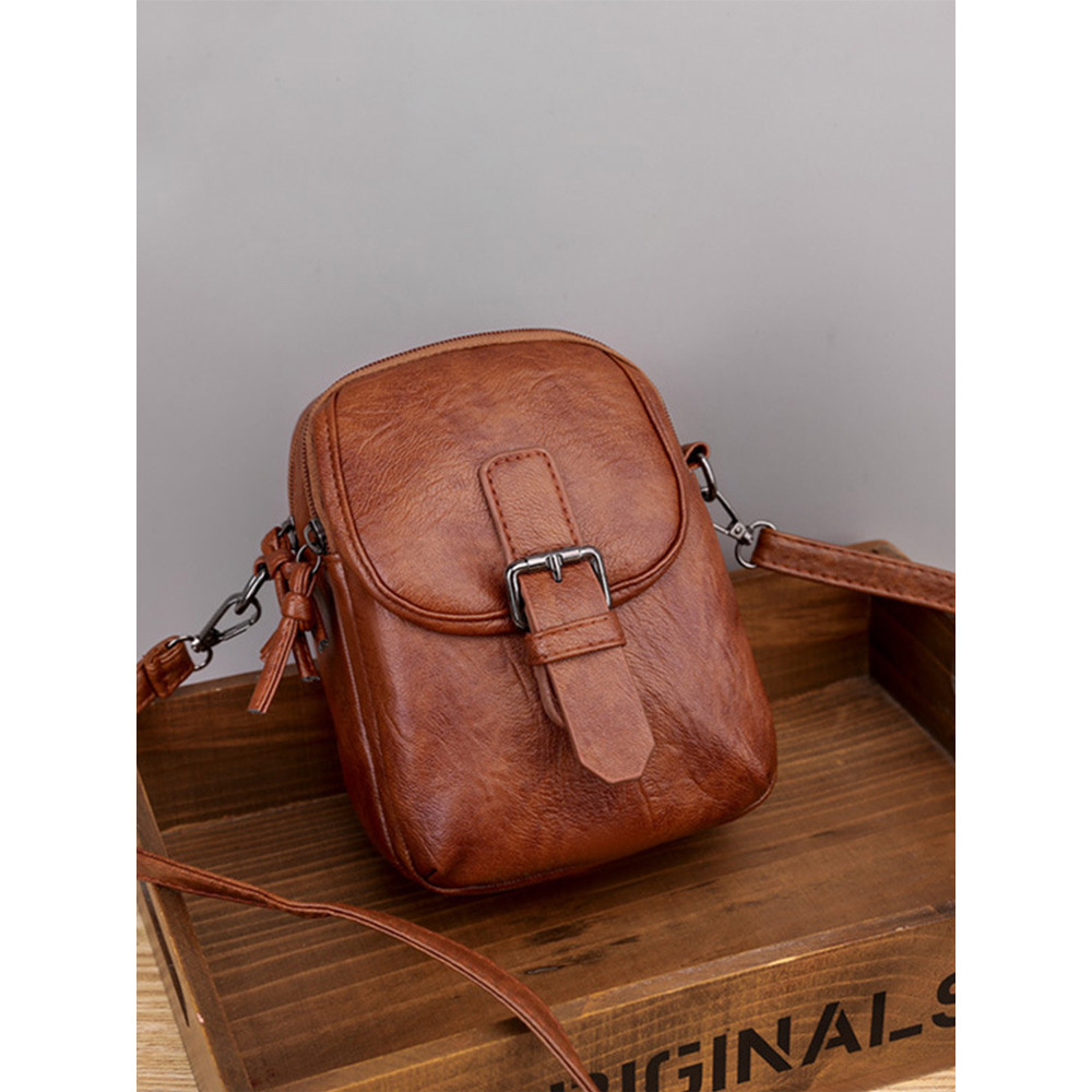 Fashion Solid Color Zipper Diagonal Bag
