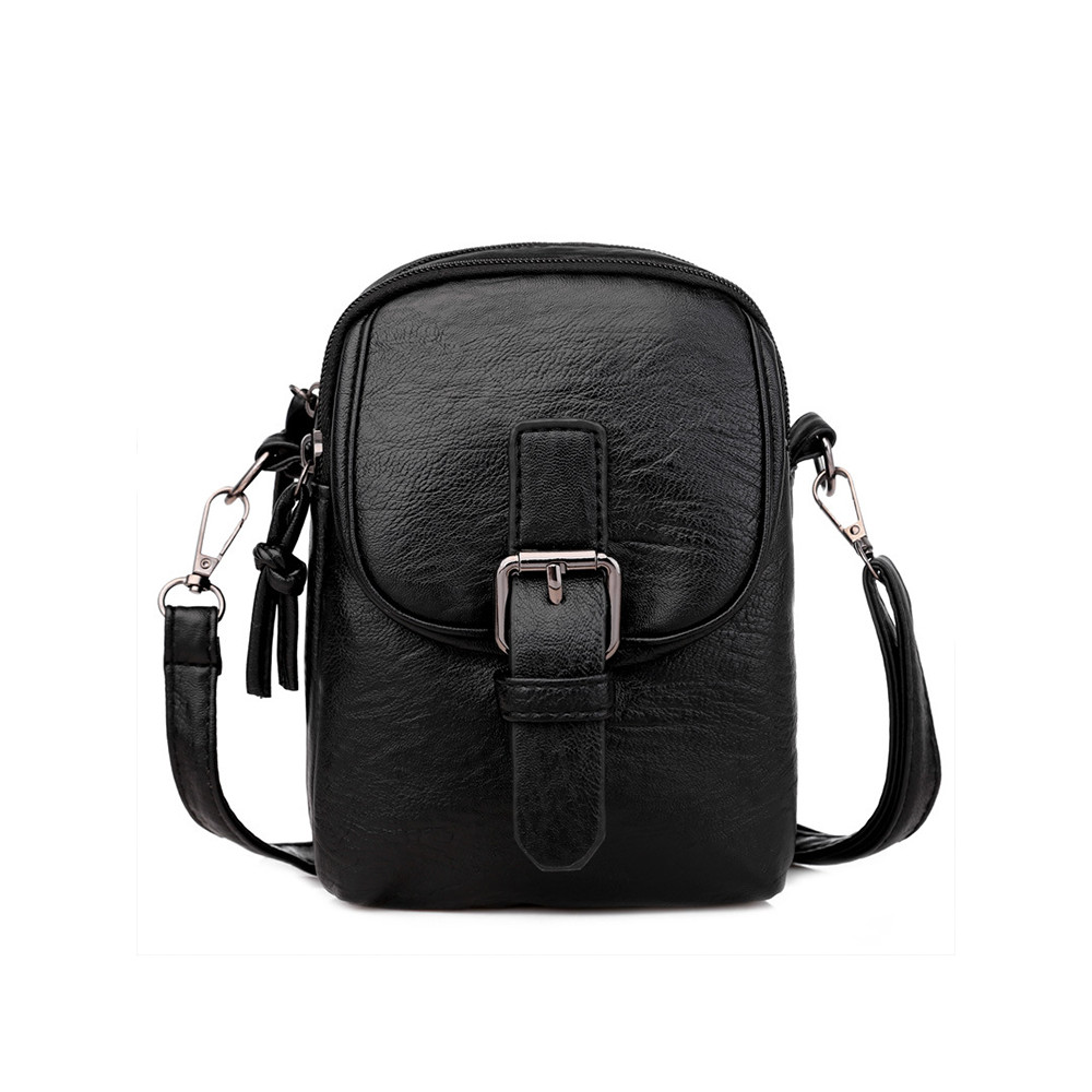 Fashion Solid Color Zipper Diagonal Bag