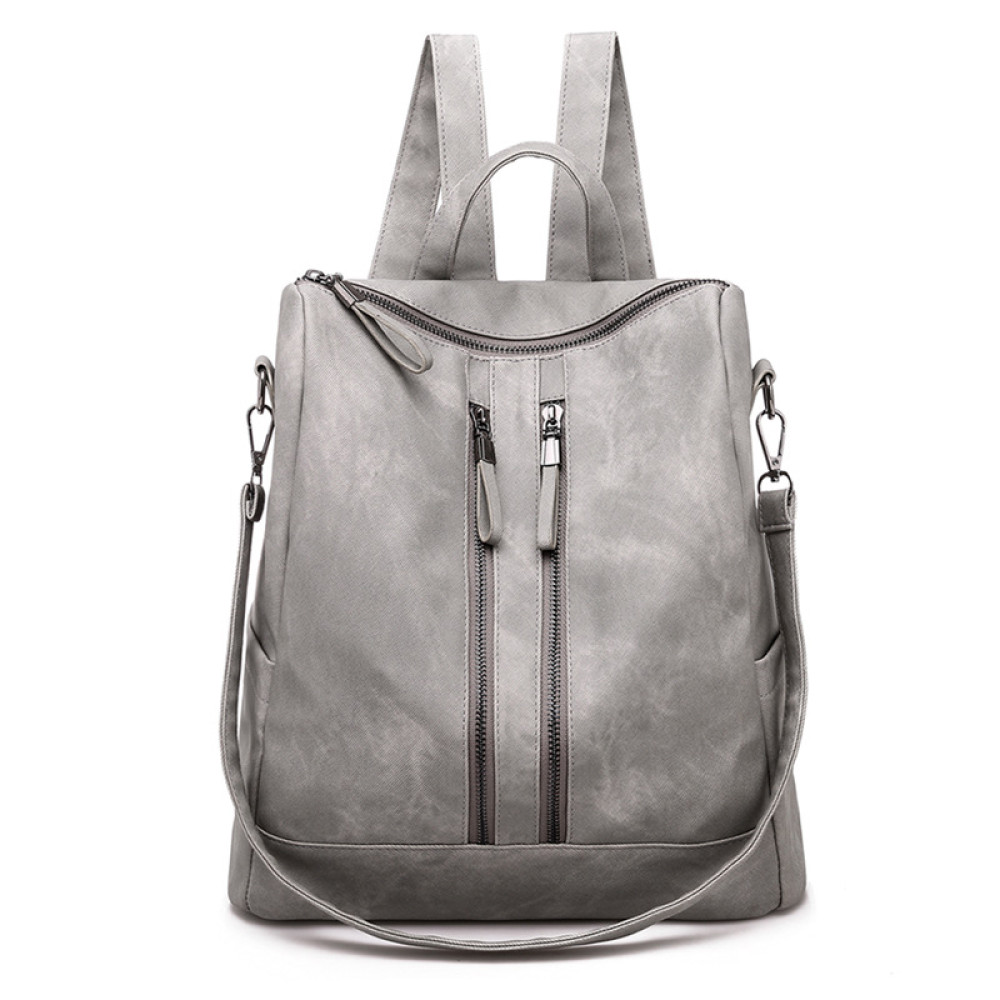 Vintage Solid Zip Backpack