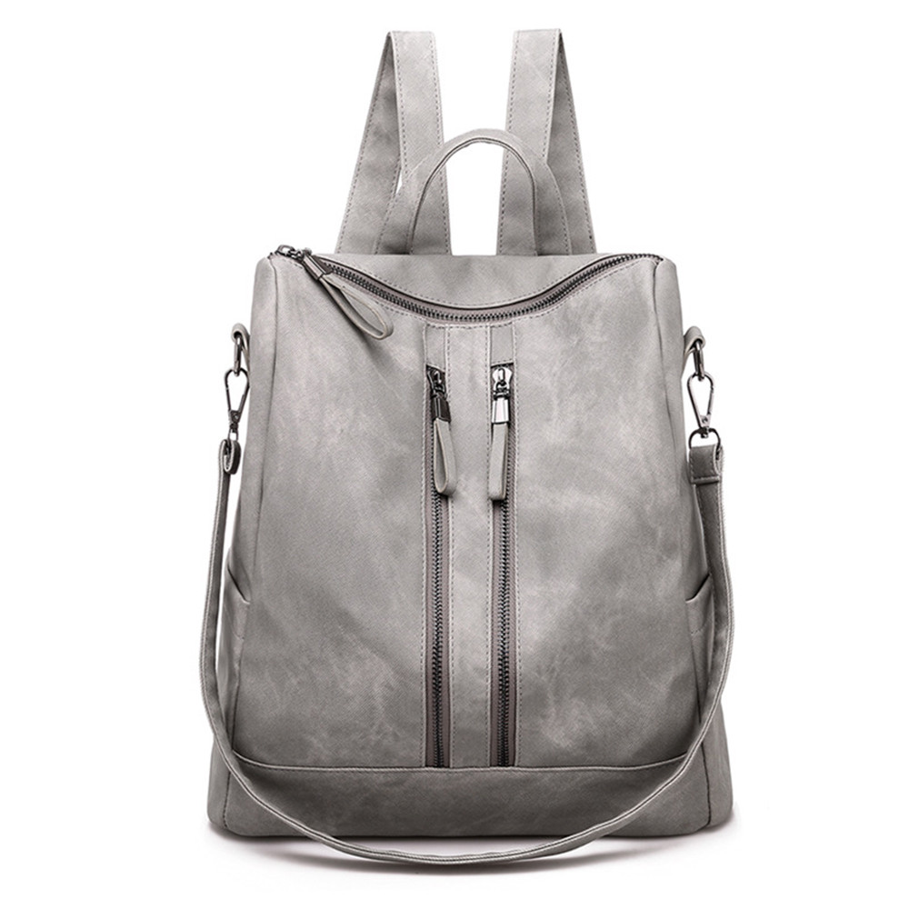 Vintage Solid Zip Backpack
