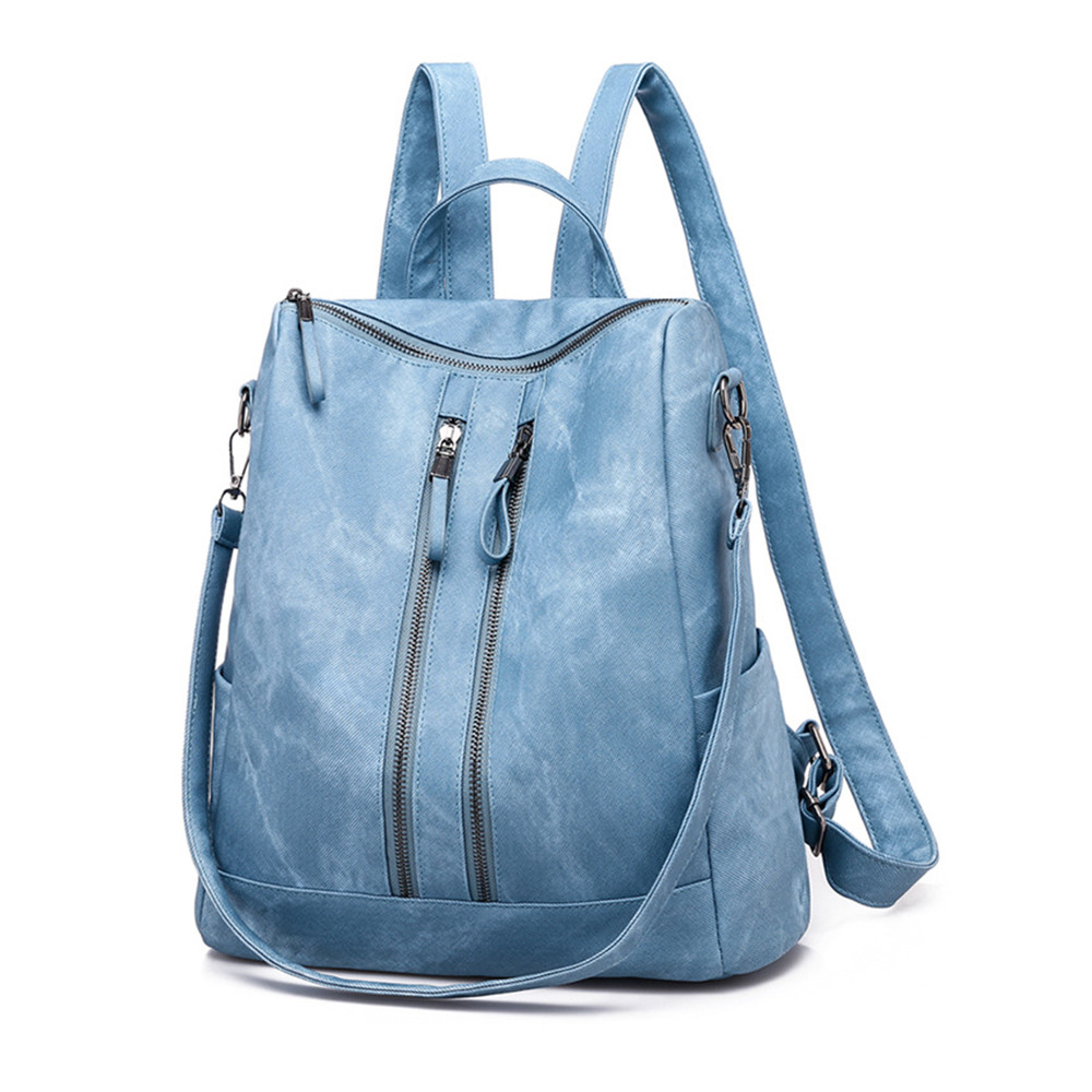 Vintage Solid Zip Backpack