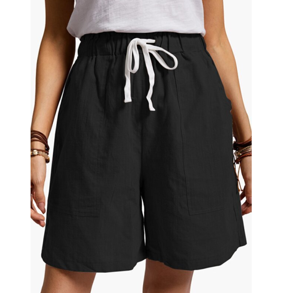Casual Solid Patch Pocket Shorts