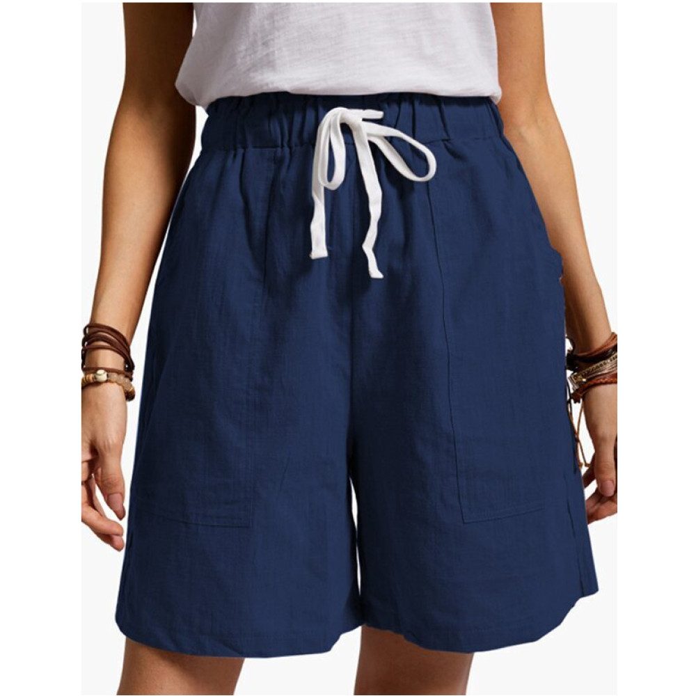 Casual Solid Patch Pocket Shorts